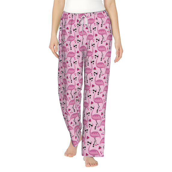 Uemuo Cute Watermelon Flamingo Pattern Women's Wide Leg Palazzo Lounge Pants with Pockets Light Weight Loose Comfy Casual Pajama Pants-XX-Large