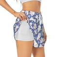 thumbnail image 1 of Uemuo Cute White Rabbit Pattern Women's Athletic Shorts High Waisted Running Shorts with Liner Pockets Gym Elastic Workout Shorts-X-Large, 1 of 9