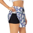 thumbnail image 1 of Uemuo Cute White Rabbit Pattern Women's Athletic Shorts High Waisted Running Shorts with Liner Pockets Gym Elastic Workout Shorts-Small, 1 of 9
