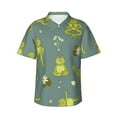 thumbnail image 1 of Uemuo Cute Yoga Frogs Printed Regular Fit Short Sleeve Casual Hawaiian Shirt for Men,Aloha shirt,Tropical shirt,Floral print shirt,Vacation Beach shirt-X-Large, 1 of 9