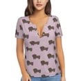 thumbnail image 1 of Uemuo Dachshund Dog Puppy Drawing Women's Deep V-Neck Low Cut Tops - Casual Loose Fit with Stainless Steel Loop, Soft, Breathable, Perfect for Office, Travel, and Daily Wear-Medium, 1 of 5