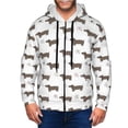 thumbnail image 1 of Uemuo Dachshund Dog Puppy for Men's Fashion Full-zip Hoodies & Sweatshirts with Kangaroo Pocket, Zip-up Hooded Sweatshirt, Moisture Wicking & Breathable-Small, 1 of 5