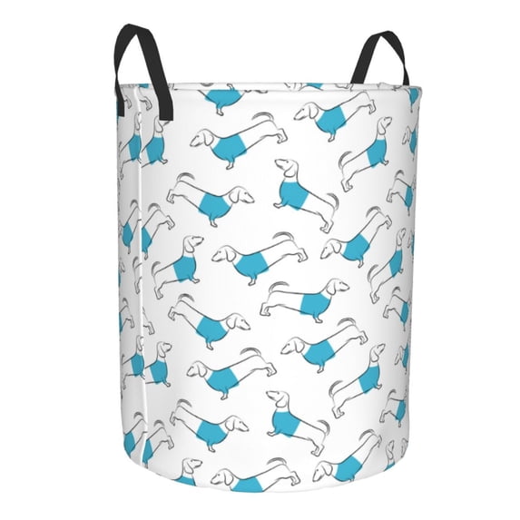 Uemuo Dachshund Dog Puppy Pattern Circular Laundry Hamper Basket with handles,Collapsible laundry basket,Large capacity laundry hamper,Laundry Organizer-Small