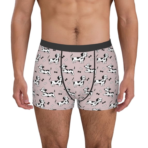 Uemuo Dachshund Dog Puppy Pattern Men's Boxer Briefs,Trunk Anti-Chafing,Comfortable, Durable, and Stylish Underwear-Small
