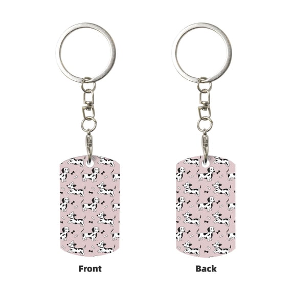 Uemuo Dachshund Dog Puppy Pattern Rectangular Metal Keychain - Durable, Stylish, and Personalized Key Ring for Men and Women,Engraved Keychain,Gift Slim Sturdy Keychain
