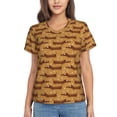 thumbnail image 1 of Uemuo Dachshund Dog Puppy Printed Women's Classic V-Neck T-Shirt - Soft, Breathable, Moisture-Wicking, Perfect for Casual, Office, Travel, and Everyday Wear-Large, 1 of 5
