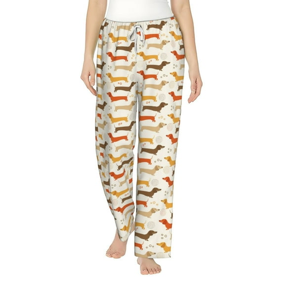 Uemuo Dachshund Pattern Women's Wide Leg Palazzo Lounge Pants with Pockets Light Weight Loose Comfy Casual Pajama Pants-Small