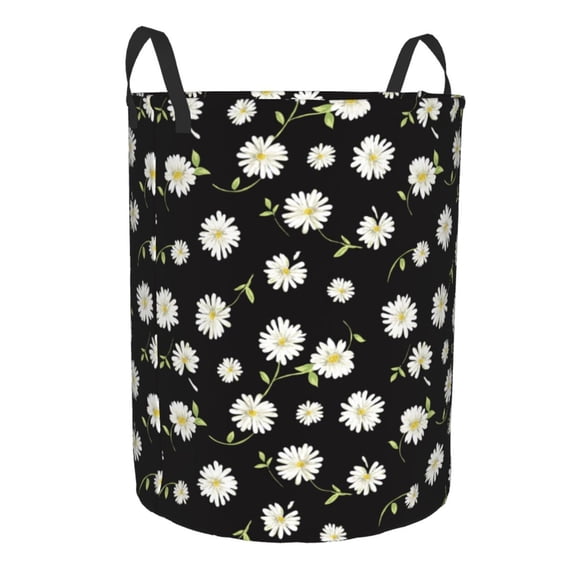 Uemuo Daisies Flowers Pattern Circular Laundry Hamper Basket with handles,Collapsible laundry basket,Large capacity laundry hamper,Laundry Organizer-Small