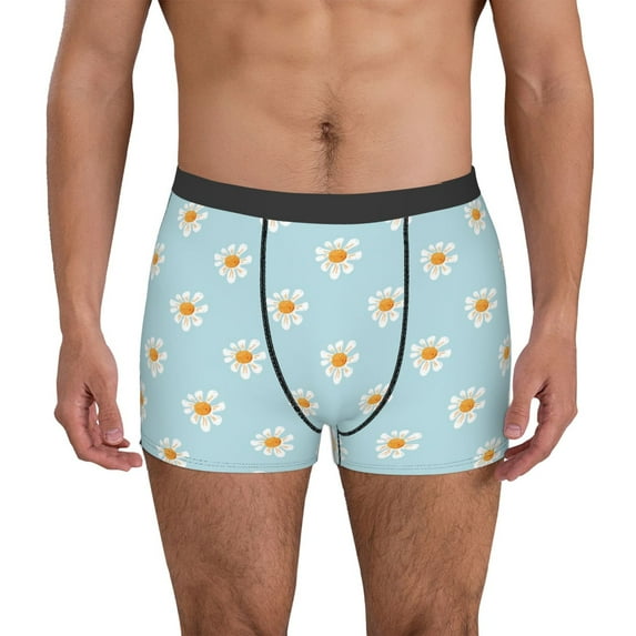 Uemuo Daisies Flowers Pattern Men's Boxer Briefs,Trunk Anti-Chafing,Comfortable, Durable, and Stylish Underwear-