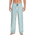 thumbnail image 1 of Uemuo Daisies Flowers Pattern Men's Wide Leg Palazzo Lounge Pants with Pockets Light Weight Loose Comfy Casual Pajama Pants-Small, 1 of 9