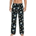 thumbnail image 1 of Uemuo Daisies Flowers Pattern Men's Wide Leg Palazzo Lounge Pants with Pockets Light Weight Loose Comfy Casual Pajama Pants-X-Large, 1 of 9