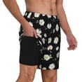 thumbnail image 1 of Uemuo Daisies Flowers Pattern Mens Swim Trunks Quick Dry Board Shorts with Mesh Lining, Stretch Beach Shorts Quick Dry No-Chafing Board Shorts-Large, 1 of 9