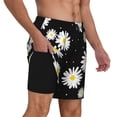 thumbnail image 1 of Uemuo Daisies Flowers Pattern Mens Swim Trunks Quick Dry Board Shorts with Mesh Lining, Stretch Beach Shorts Quick Dry No-Chafing Board Shorts-Large, 1 of 9
