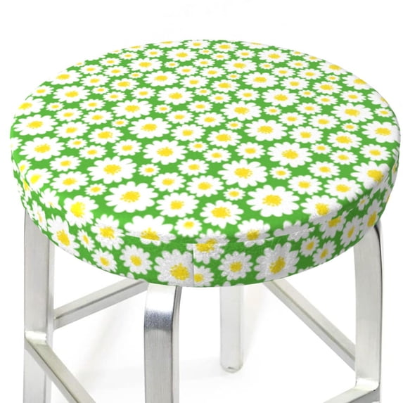 Uemuo Daisies Flowers Pattern Round Bar Stool Seat Covers Washable Stool Cushion Slipcover Elastic Bar Chair Covers-12 inch