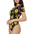 thumbnail image 1 of Uemuo Daisies Flowers Pattern Women's One Piece Short Sleeve Swimsuit Rash Guard Surfing Modest Quick-drying Swimsuit Beach Essentials-Large, 1 of 9