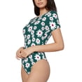 thumbnail image 1 of Uemuo Daisies Flowers Pattern Women's One Piece Short Sleeve Swimsuit Rash Guard Surfing Modest Quick-drying Swimsuit Beach Essentials-X-Large, 1 of 9