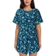 thumbnail image 1 of Uemuo Daisies Flowers Pattern Women's Short-Sleeved Pajama, Button-Front Loungewear, 2-Piece Summer Sleepwear, Elastic Drawstring Shorts-X-Large, 1 of 7
