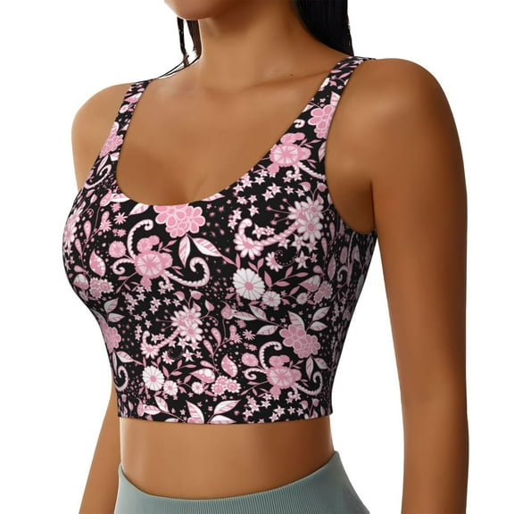 Uemuo Daisies Flowers Pattern Women's Sports Bra - High Impact Support, Breathable, and Comfortable Athletic Bra for Running, Yoga, and Workouts