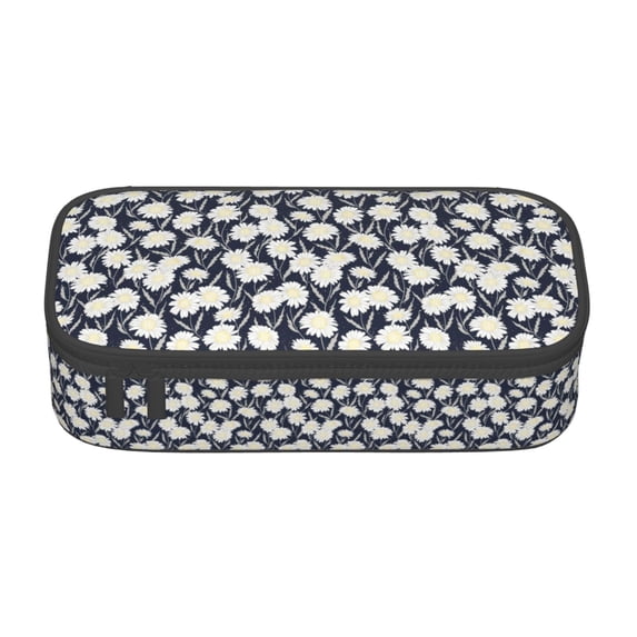 Uemuo Daisies Flowers Printed Large Pencil Case, Big Capacity Pencil Pouch Stationery Pen Bag, Storage High Capacity Bag Pouch Holder Box Organizer, Marker Pen Case