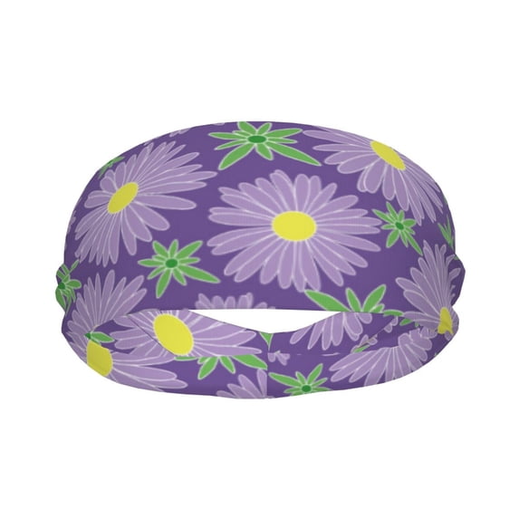 Uemuo Daisies Flowers Printed Sports Headbands for Men Women,Moisture Wicking Workout Headband, Sweatband Headbands,Non-slip Workout Gym Yoga Headband
