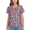 thumbnail image 1 of Uemuo Daisies Flowers Printed Women's Classic V-Neck T-Shirt - Soft, Breathable, Moisture-Wicking, Perfect for Casual, Office, Travel, and Everyday Wear-X-Large, 1 of 5