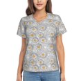 thumbnail image 1 of Uemuo Daisies Flowers Printed Women's Classic V-Neck T-Shirt - Soft, Breathable, Moisture-Wicking, Perfect for Casual, Office, Travel, and Everyday Wear-X-Large, 1 of 5