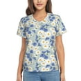 thumbnail image 1 of Uemuo Daisies Flowers Printed Women's Classic V-Neck T-Shirt - Soft, Breathable, Moisture-Wicking, Perfect for Casual, Office, Travel, and Everyday Wear-XX-Large, 1 of 5