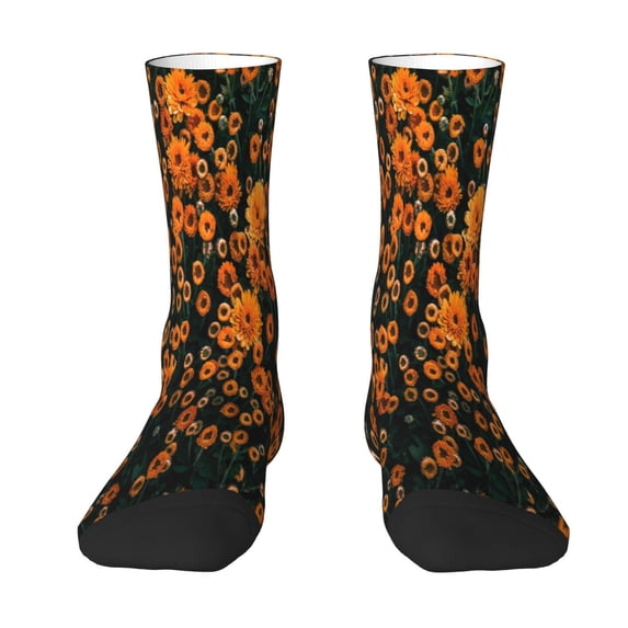 Uemuo Daisies Pattern Women's Crew Socks, Soft Durable Breathable Moisture-Wicking with Odor Control Cotton socks