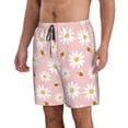 thumbnail image 1 of Uemuo Daisy And Bee Pattern Men's Swim Trunks Hawaiian Beach Bathing Suit Swimsuits Beach Quick-Dry Shorts with Pockets-Small, 1 of 9