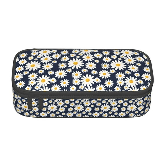 Uemuo Daisy Floral Printed Large Pencil Case, Big Capacity Pencil Pouch Stationery Pen Bag, Storage High Capacity Bag Pouch Holder Box Organizer, Marker Pen Case