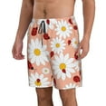 thumbnail image 1 of Uemuo Daisy and Ladybug Pattern Men's Swim Trunks Hawaiian Beach Bathing Suit Swimsuits Beach Quick-Dry Shorts with Pockets-, 1 of 9