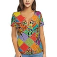 thumbnail image 1 of Uemuo Dancing African Womans Drawing Women's Deep V-Neck Low Cut Tops - Casual Loose Fit with Stainless Steel Loop, Soft, Breathable, Perfect for Office, Travel, and Daily Wear-Medium, 1 of 5