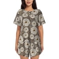 thumbnail image 1 of Uemuo Dandelion Flower Pattern Women's Short-Sleeved Pajama, Button-Front Loungewear, 2-Piece Summer Sleepwear, Elastic Drawstring Shorts-Small, 1 of 7