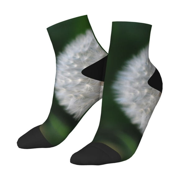 Uemuo Dandelion Printed Crew Socks, Moisture-Wicking Socks, Athletic Socks for Men Breathable Cushion Socks Casual Sport Socks for Running Traveling