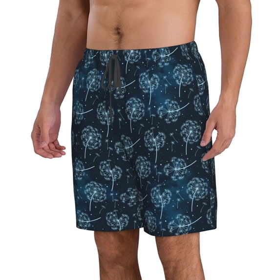 Uemuo Dandelions Pattern Men's Swim Trunks Hawaiian Beach Bathing Suit Swimsuits Beach Quick-Dry Shorts with Pockets-Medium