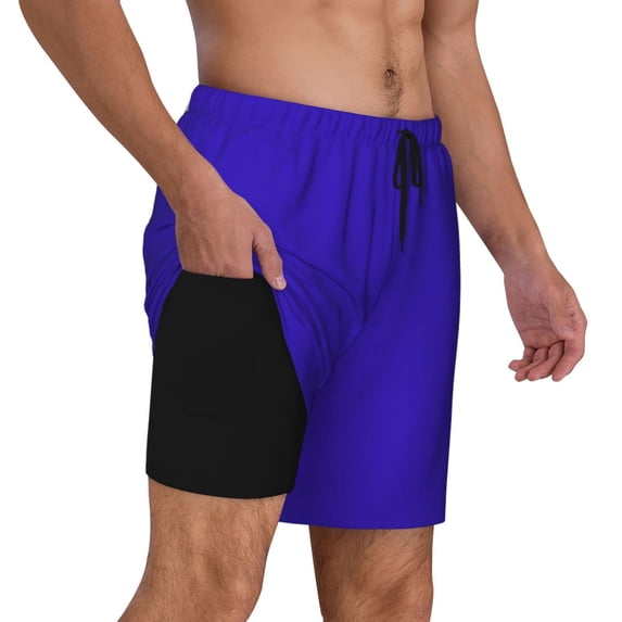 Uemuo Darkblue Pattern Mens Swim Trunks Quick Dry Board Shorts with Mesh Lining, Stretch Beach Shorts Quick Dry No-Chafing Board Shorts-XX-Large