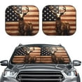 thumbnail image 1 of Uemuo Deer American Flag Vintage Printed 2 PCS Car Windshield Sun Shade, Auto Sun Heat and UV Rays Blocker, Foldable Automotive Front Window Sunshade Protector, 1 of 7