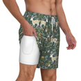 thumbnail image 1 of Uemuo Deer And Flowers Pattern Mens Swim Trunks Quick Dry Board Shorts with Mesh Lining, Stretch Beach Shorts Quick Dry No-Chafing Board Shorts-XX-Large, 1 of 9