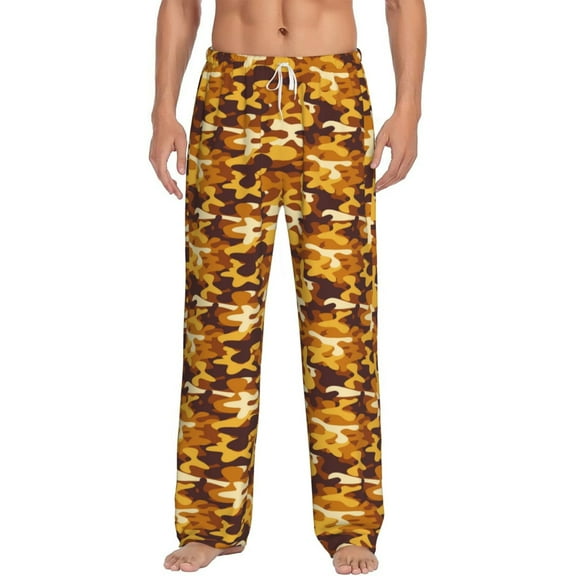 Uemuo Desert Camouflage Pattern Men's Wide Leg Palazzo Lounge Pants with Pockets Light Weight Loose Comfy Casual Pajama Pants-Small