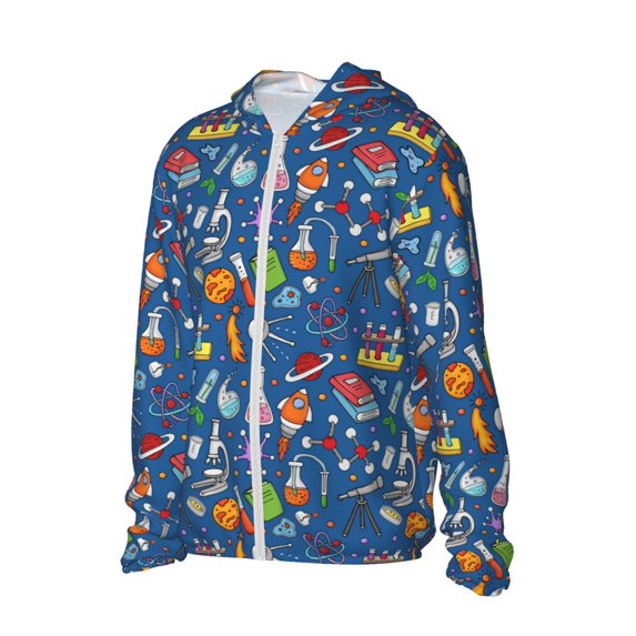 Uemuo Different Chemical Things Pattern Women's Full Zip UPF 50+ Sun Protection Hoodie Jacket Long Sleeve Sun Shirt Hiking Outdoor Performance with Pockets-Small