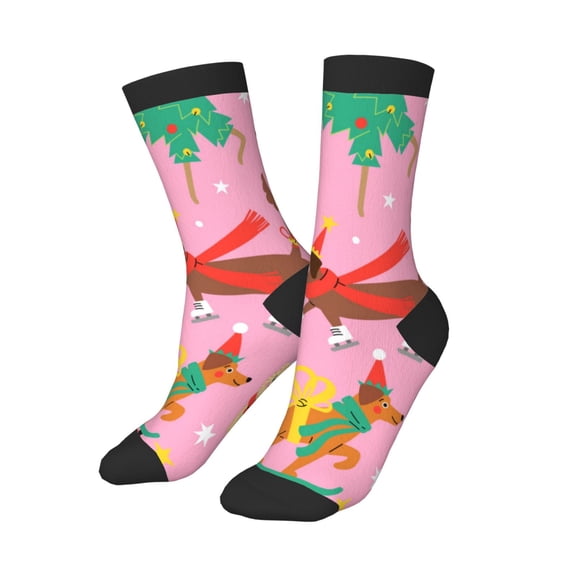 Uemuo Different Dogs Christmas Printed Kids Boys Socks Seamless Crew Socks Crazy Funny Athletic Sport Socks for Children