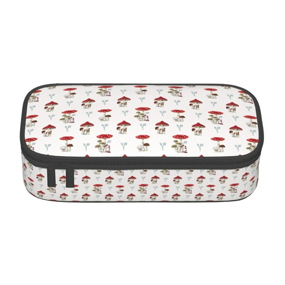 Uemuo Different Mushrooms Printed Large Pencil Case, Big Capacity Pencil Pouch Stationery Pen Bag, Storage High Capacity Bag Pouch Holder Box Organizer, Marker Pen Case