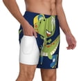 thumbnail image 1 of Uemuo Dino Playing Roller Skate Pattern Mens Swim Trunks Quick Dry Board Shorts with Mesh Lining, Stretch Beach Shorts Quick Dry No-Chafing Board Shorts-Small, 1 of 9