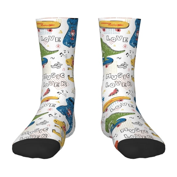 Uemuo Dinosaur (2) Printed Kids Boys Socks Seamless Crew Socks Crazy Funny Athletic Sport Socks for Children