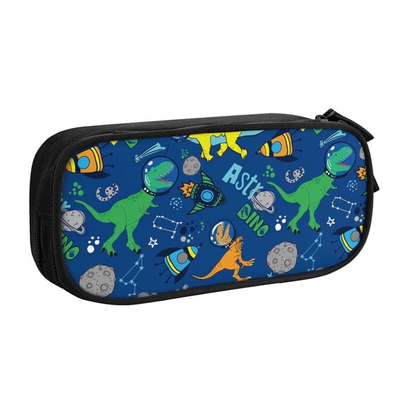 Uemuo Dinosaur In Space Printed Pencil Pen Case, Portable Pencil Pouch with Zipper, Compact Stationery Bag Makeup Bag, Pencil Bag for Home Office