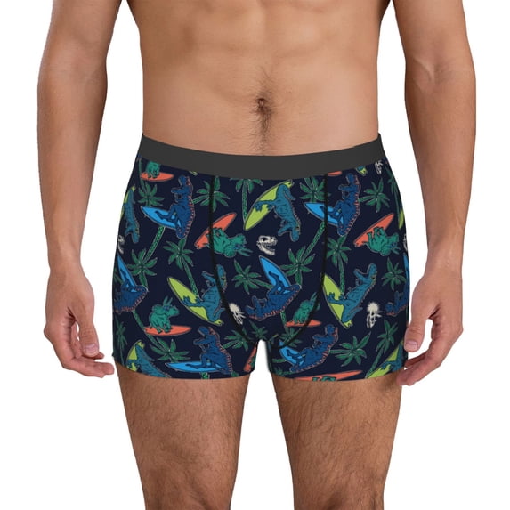 Uemuo Dinosaur Pattern Men's Boxer Briefs,Trunk Anti-Chafing,Comfortable, Durable, and Stylish Underwear-Medium