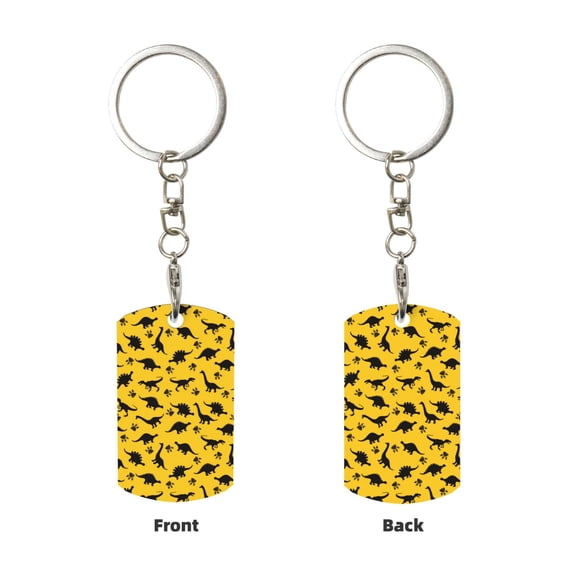Uemuo Dinosaur Pattern Rectangular Metal Keychain - Durable, Stylish, and Personalized Key Ring for Men and Women,Engraved Keychain,Gift Slim Sturdy Keychain