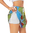 thumbnail image 1 of Uemuo Dinosaur Riding a Motorcycle Pattern Women's Athletic Shorts High Waisted Running Shorts with Liner Pockets Gym Elastic Workout Shorts-Small, 1 of 9