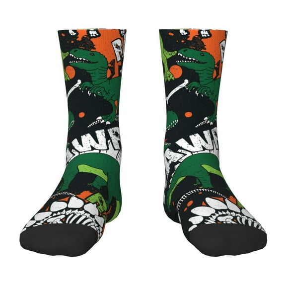 Uemuo Dinosaur Skeleton Printed Kids Boys Socks Seamless Crew Socks Crazy Funny Athletic Sport Socks for Children