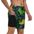 thumbnail image 1 of Uemuo Dinosaurs and Flowers Pattern Mens Swim Trunks Quick Dry Board Shorts with Mesh Lining, Stretch Beach Shorts Quick Dry No-Chafing Board Shorts-3X-Large, 1 of 1